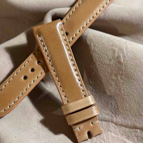 cod-335 コードバン レザー 腕時計ベルト ナチュラル (ラグ幅19 mm - バックル幅16 mm)