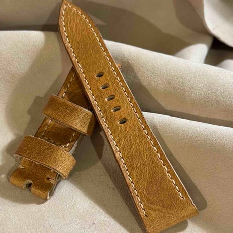 hor-225 HORWEEN ダービー ナチュラル 腕時計ベルト (ラグ22mm - バックル幅20mm)