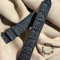 cro-2076  ヌバック クロコダイル  腕時計ベルト ブラック　(ラグ幅20 mm - バックル幅18 mm)