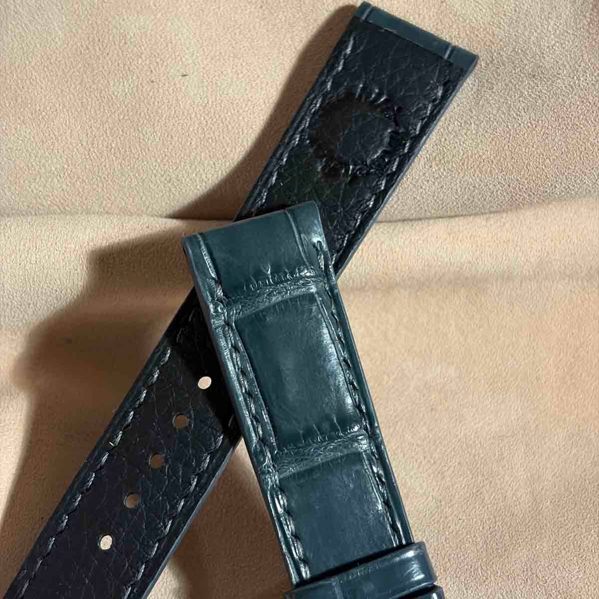 cro-2009 クロコダイル 腕時計ベルト ブルーグレー (ラグ幅20 mm