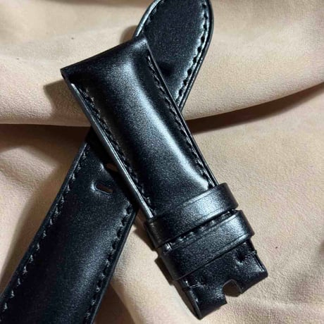 cod-330 コードバン レザー 腕時計ベルト ブラック (ラグ幅26 mm - バックル幅22 mm)