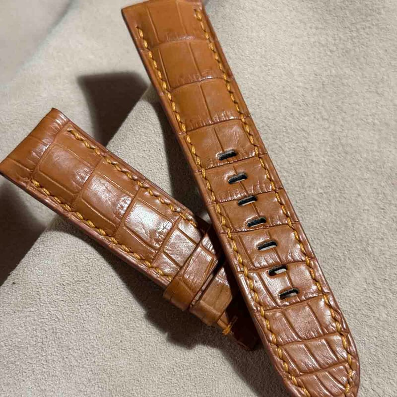 cro-1827 クロコダイル レザー 腕時計 ベルト ライトブラウン (ラグ幅