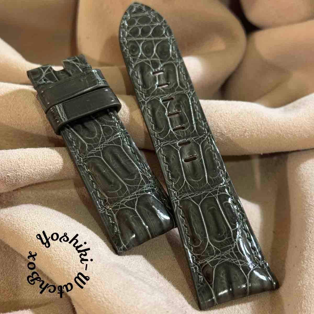 cro-1940 クロコダイル 腕時計 ベルト グロス仕上げ オリーブ