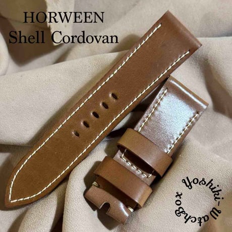 exh-31 HORWEENシェルコードバン 腕時計ベルトナチュラル ラグ幅19 時計ベルト 腕時計バンド FLUCO Horween Shell Cordovan