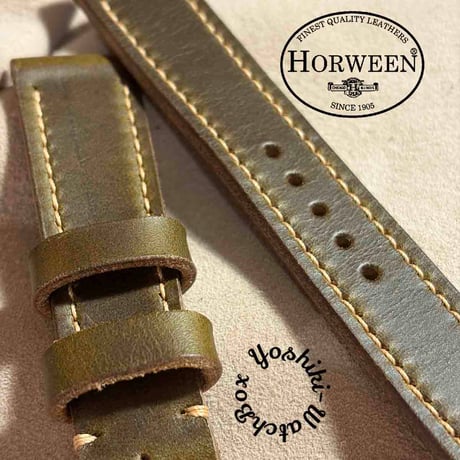hor-264 HORWEEN クロムエクセルレザー / オリーブ 腕時計ベルト (ラグ