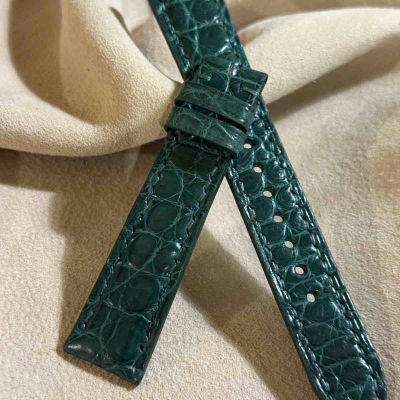 cro-1852 クロコダイルグロス仕上げ 腕時計ベルト グリーン ラグ幅24 cro-1570 クロコダイル レザー 腕時計 ベルト ヌバック グレー