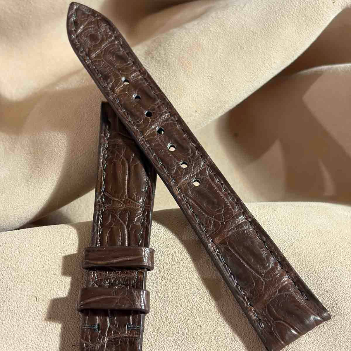 cro-2028 クロコダイル 腕時計ベルト ブラウン (ラグ幅19 mm