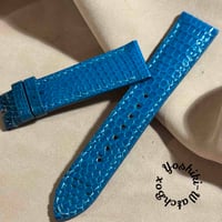 liz-310  リザード レザー 腕時計 ベルト ターコイズブルー (ラグ幅21 mm - バックル幅18 mm)