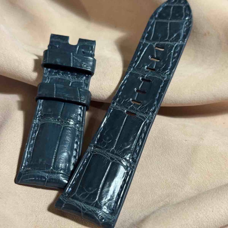 cro-1824 クロコダイル レザー 腕時計 ベルト ブルーグレー (ラグ幅26 cro-1824 クロコダイル レザー 腕時計 ベルト ブルーグレー (ラグ幅26