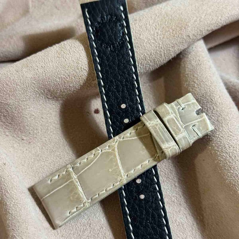 cro-1930 クロコダイル 腕時計 ベルト グロス仕上げベージュ (ラグ幅20