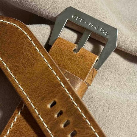hor-268 サンプル品 HORWEEN ダービー / ナチュラル GPFバックル付属 腕時計ベルト (ラグ26mm - バックル幅26mm)