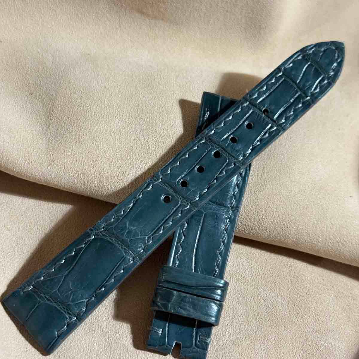 cro-1648 クロコダイル レザー 腕時計 ベルト ブルーグレー cro-1648 クロコダイル レザー 腕時計 ベルト ブルーグレー