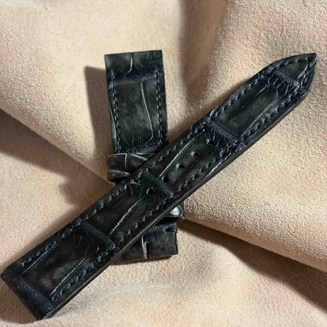 exh-61 墨染め クロコダイル 腕時計ベルト  (ラグ幅20mm - バックル幅18mm)