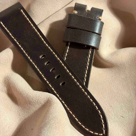 hor-247 HORWEEN クロムエクセルレザー / グレーネイビー 腕時計ベルト (ラグ24mm - バックル幅22mm)