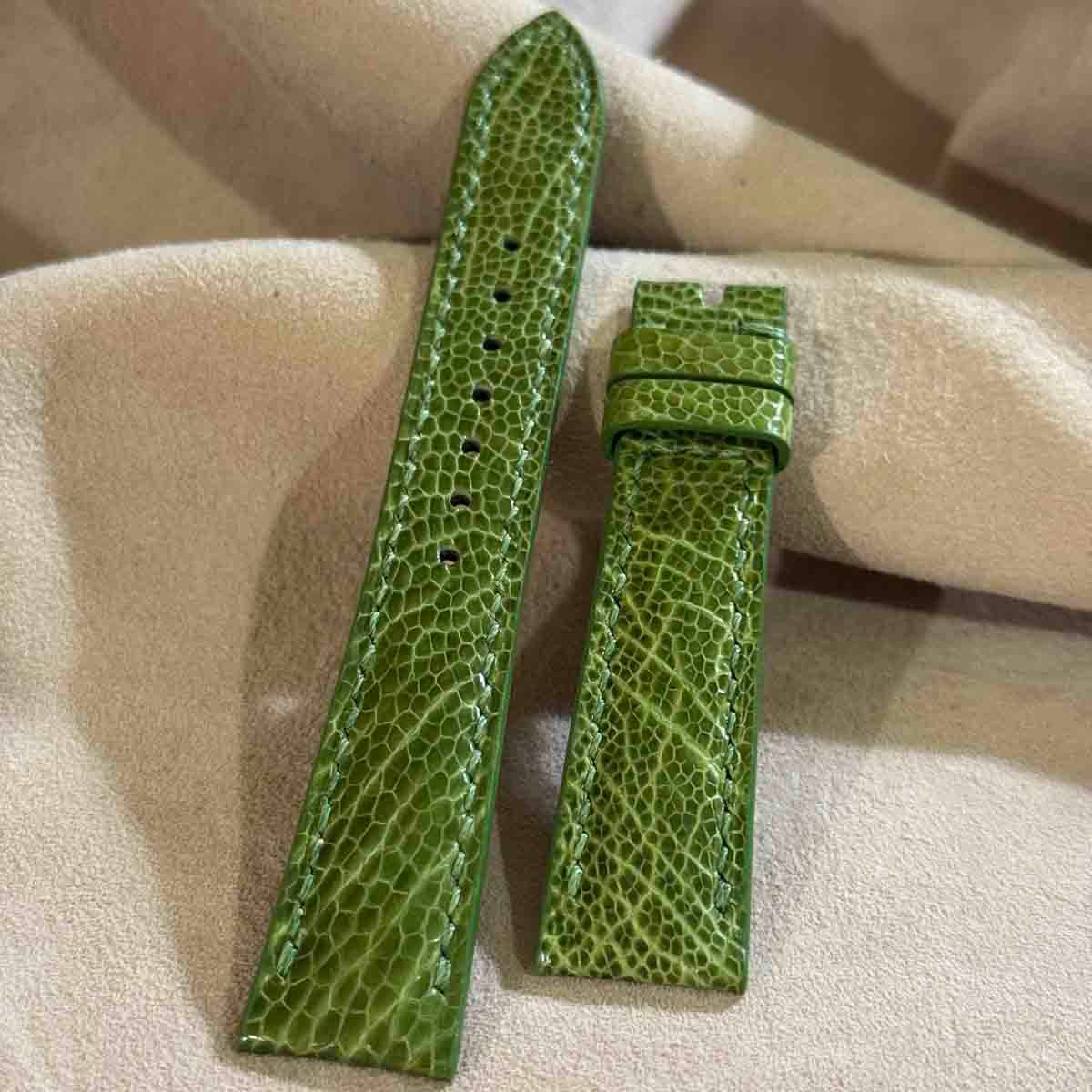 ost-436 オーストリッチ 腕時計ベルト グリーン ラグ幅19mm ost-436 オーストリッチレザー 腕時計ベルト グリーン (ラグ幅