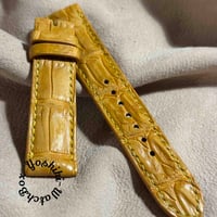 cro-1837 クロコダイル レザー 腕時計 ベルト ブルーグレー (ラグ幅24