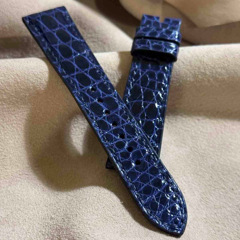 cro-1947 クロコダイル 腕時計 ベルト グロス仕上げ ブルー