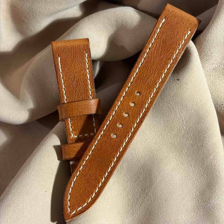 hor-246 HORWEEN ダービー / イングリッシュタン 腕時計ベルト (ラグ21mm - バックル幅18mm)