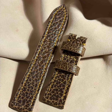 hor-262 HORWEEN バイソンレザー / ブラウン 腕時計ベルト (ラグ22mm - バックル幅20mm)