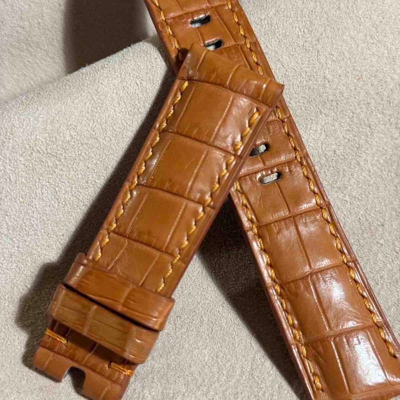 cro-1827 クロコダイル レザー 腕時計 ベルト ライトブラウン (ラグ幅