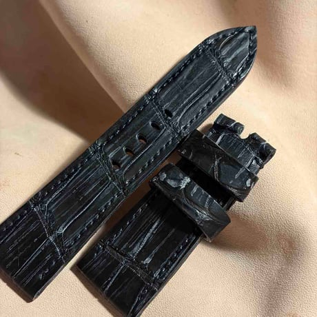 exh-51 ブライドルブラック クロコダイル 腕時計ベルト  (ラグ幅26mm - バックル幅22mm)