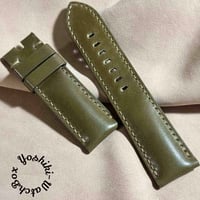 cod-272 コードバン レザー 腕時計ベルト カーキグリーン (ラグ幅24 mm - バックル幅22 mm)