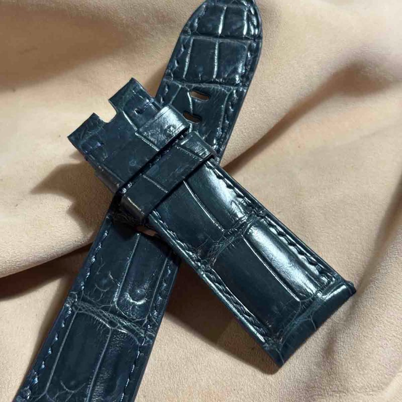 cro-1824 クロコダイル レザー 腕時計 ベルト ブルーグレー (ラグ幅26