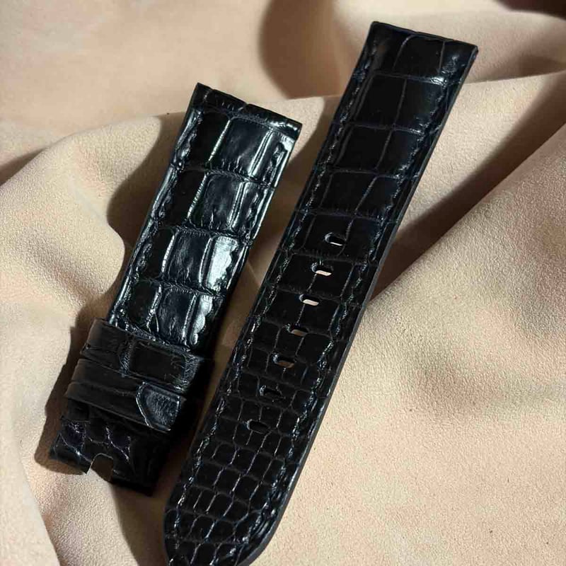 cro-2065 クロコダイル 腕時計ベルト ブラック (ラグ幅22 mm cro-2065 クロコダイル 腕時計ベルト ブラック (ラグ幅22 mm