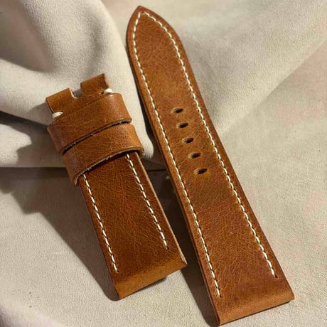 hor-248 HORWEEN ダービー / イングリッシュタン 腕時計ベルト (ラグ24mm - バックル幅22mm)