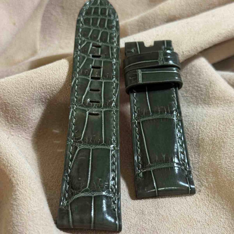 cro-1678 クロコダイル 腕時計ベルト コバルトブルー ラグ幅24 mm cro-1678 クロコダイル 腕時計ベルト コバルトブルー ラグ幅24