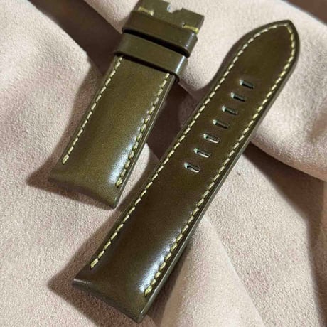 cod-314 コードバン レザー 腕時計ベルト カーキグリーン (ラグ幅24 mm - バックル幅22 mm)