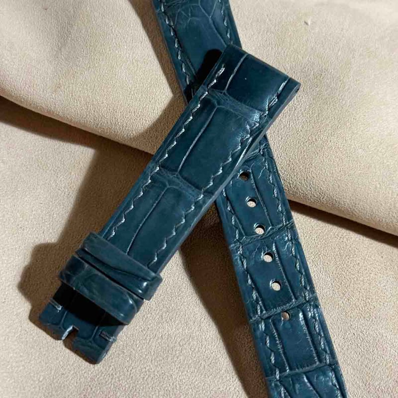 cro-1648 クロコダイル レザー 腕時計 ベルト ブルーグレー cro-1648 クロコダイル レザー 腕時計 ベルト ブルーグレー