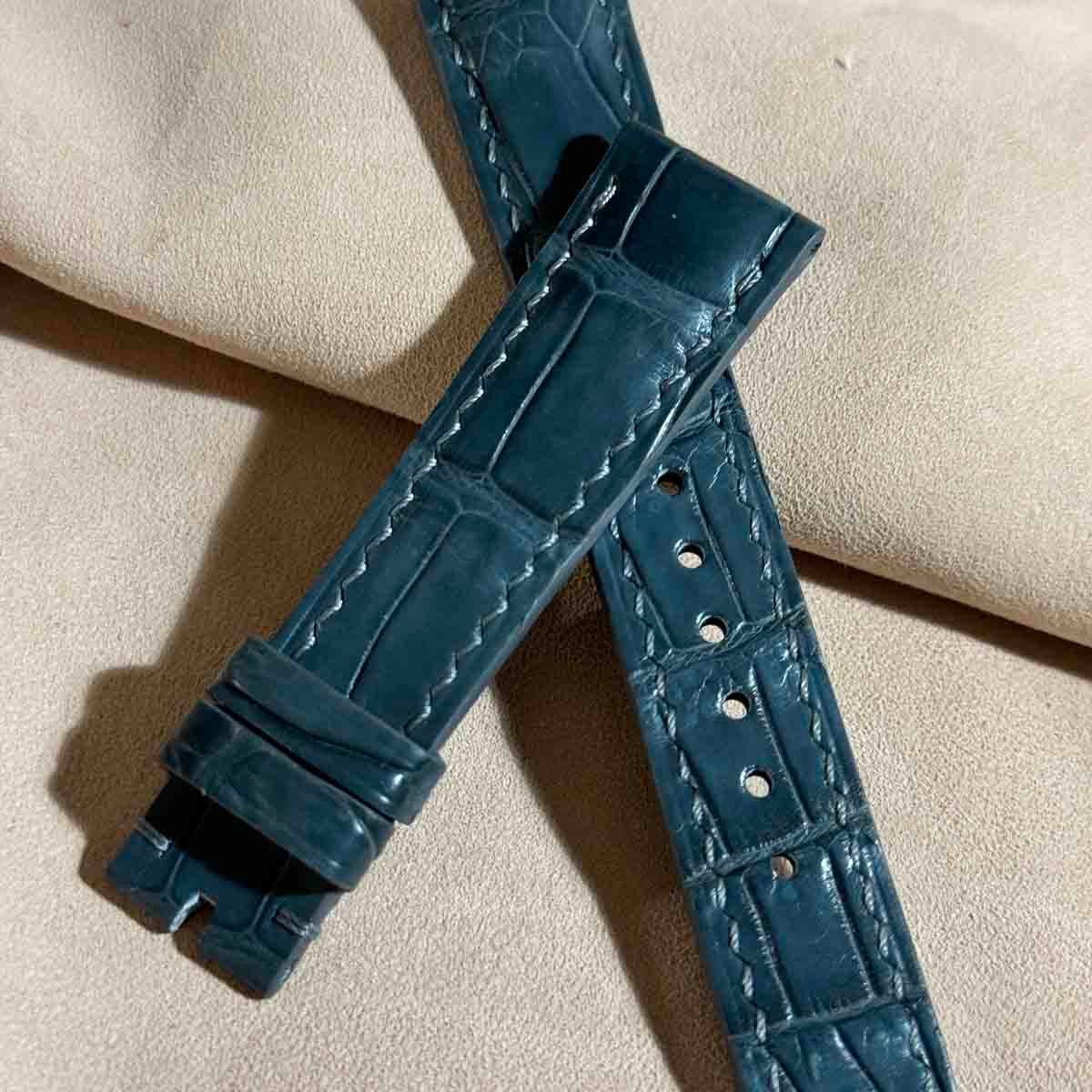cro-1648 クロコダイル 腕時計ベルト ブルーグレー ラグ幅19 mm cro-1648 クロコダイル レザー 腕時計 ベルト ブルーグレー