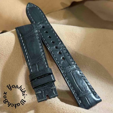 cro-1821 クロコダイル 腕時計ベルト ブルーグレー ラグ幅21mm cro-1947 クロコダイル 腕時計 ベルト グロス仕上げ ブルー