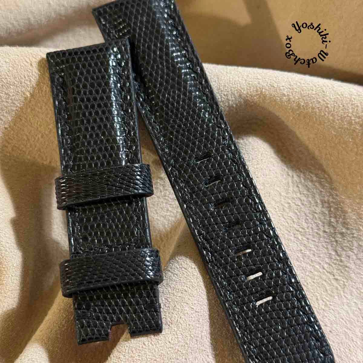 liz-343 リザード レザー 腕時計 ベルト ブラック (ラグ幅22 mm