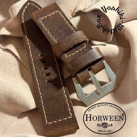 hor-272 サンプル品 HORWEEN ダービー / ブラウン GPFバックル付属 腕時計ベルト (ラグ26mm - バックル幅26mm)
