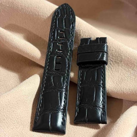 cro-1995  クロコダイル  腕時計 ベルト ブラック (ラグ幅24 mm - バックル幅22 mm)