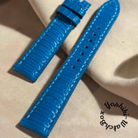liz-313  リザード レザー 腕時計 ベルト ターコイズブルー (ラグ幅19 mm - バックル幅16 mm)