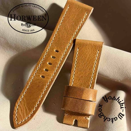 hor-249 HORWEEN ダービー / ナチュラル 腕時計ベルト (ラグ24mm - バ