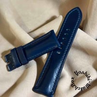 cod-338 コードバン レザー 腕時計ベルト ブルー (ラグ幅24 mm - バックル幅22 mm)