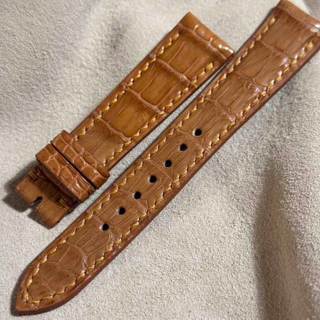 cro-1812  クロコダイル  レザー 腕時計 ベルト ライトブラウン  (ラグ幅19 mm - バックル幅16 mm)