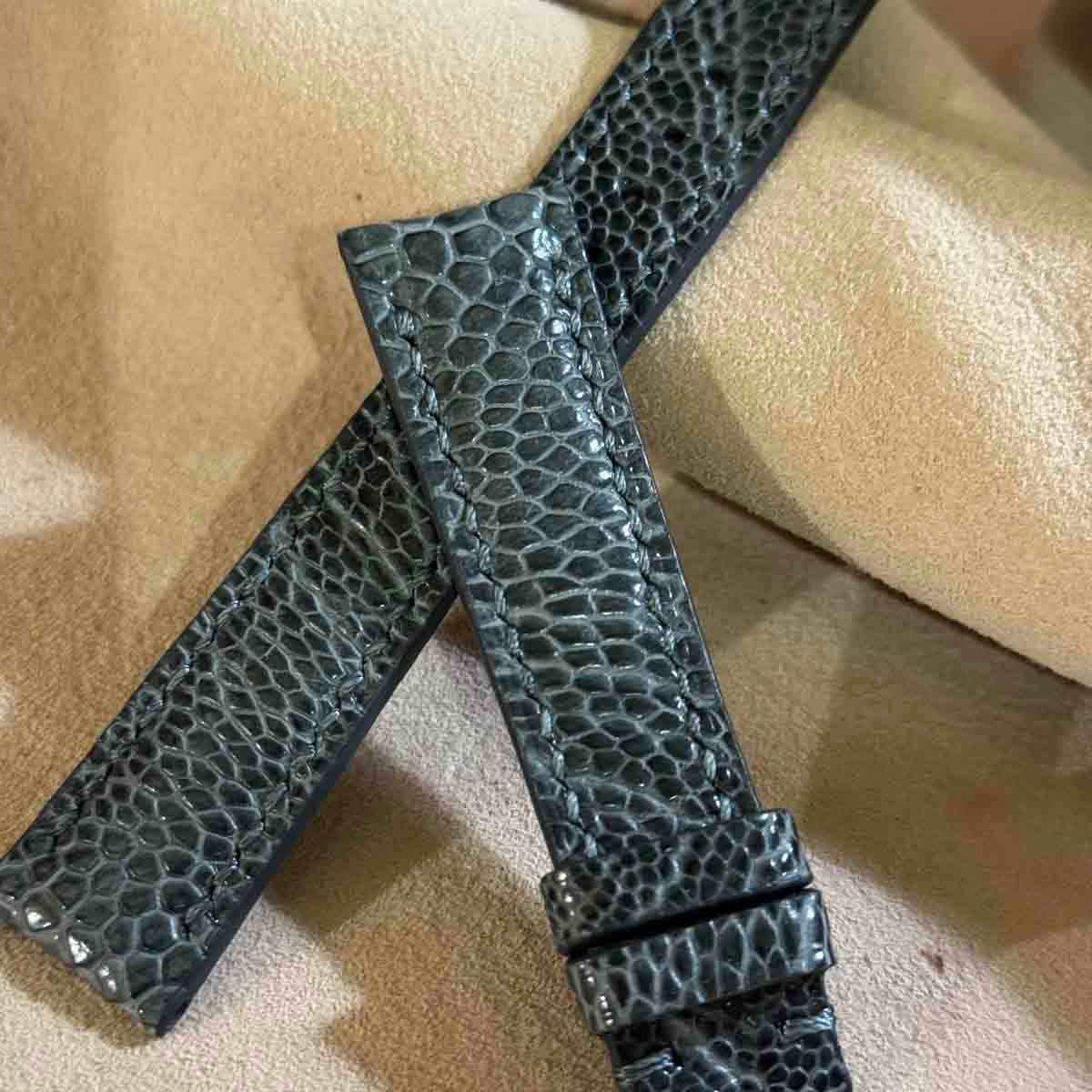 ost-434 オーストリッチレザー 腕時計ベルト グレー (ラグ幅19mm