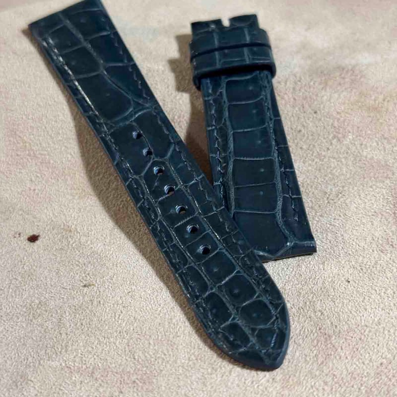 cro-1821 クロコダイル 腕時計ベルト ブルーグレー ラグ幅21mm cro-1821 クロコダイル レザー 腕時計 ベルト ブルーグレー (ラグ幅21