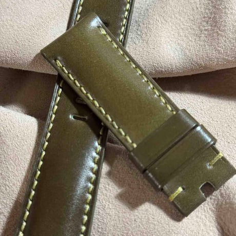 cod-314 コードバン レザー 腕時計ベルト カーキグリーン (ラグ幅24 mm - バックル幅22 mm)