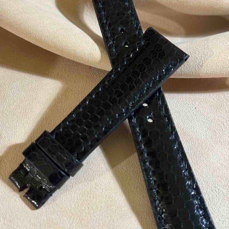 sna-160 シースネイク（ウミヘビ）腕時計ベルト ブラック (ラグ幅19mm - バックル幅16 mm)