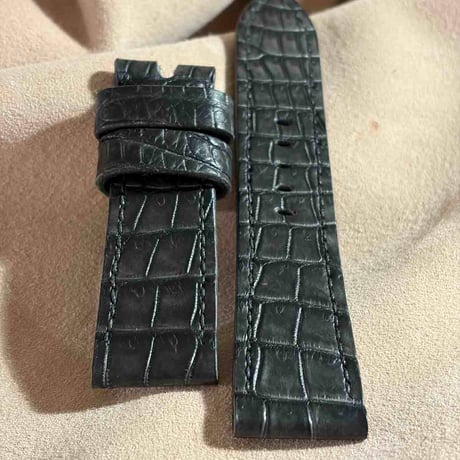 exh-63 墨染め クロコダイル 腕時計ベルト  (ラグ幅24mm - バックル幅22mm)