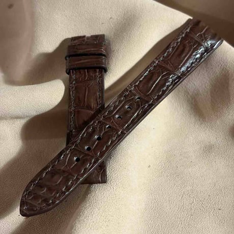 cro-2018  クロコダイル  腕時計ベルト ブラウン (ラグ幅18 mm - バックル幅16 mm)