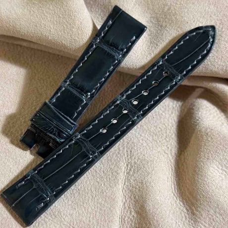 cro-1880  クロコダイル  腕時計 ベルト ダークグレー  (ラグ幅18 mm - バックル幅16 mm)