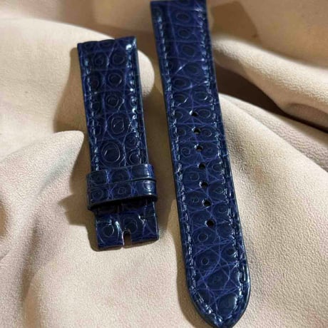 cro-1868  クロコダイル  腕時計 ベルト ネイビー  (ラグ幅20 mm - バックル幅18 mm)