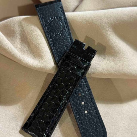 sna-162 シースネイク（ウミヘビ）腕時計ベルト ブラック (ラグ幅21mm - バックル幅18 mm)